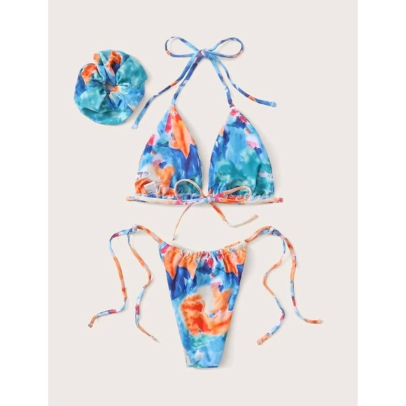 NWT trendy tie dye sexy triangle bathing suit set - Picture 2 of 4